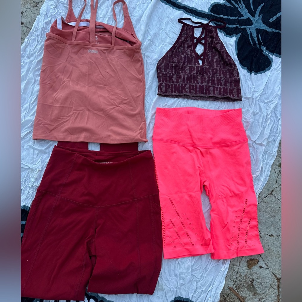 Victoria's Secret Pink and Burgundy Leggings